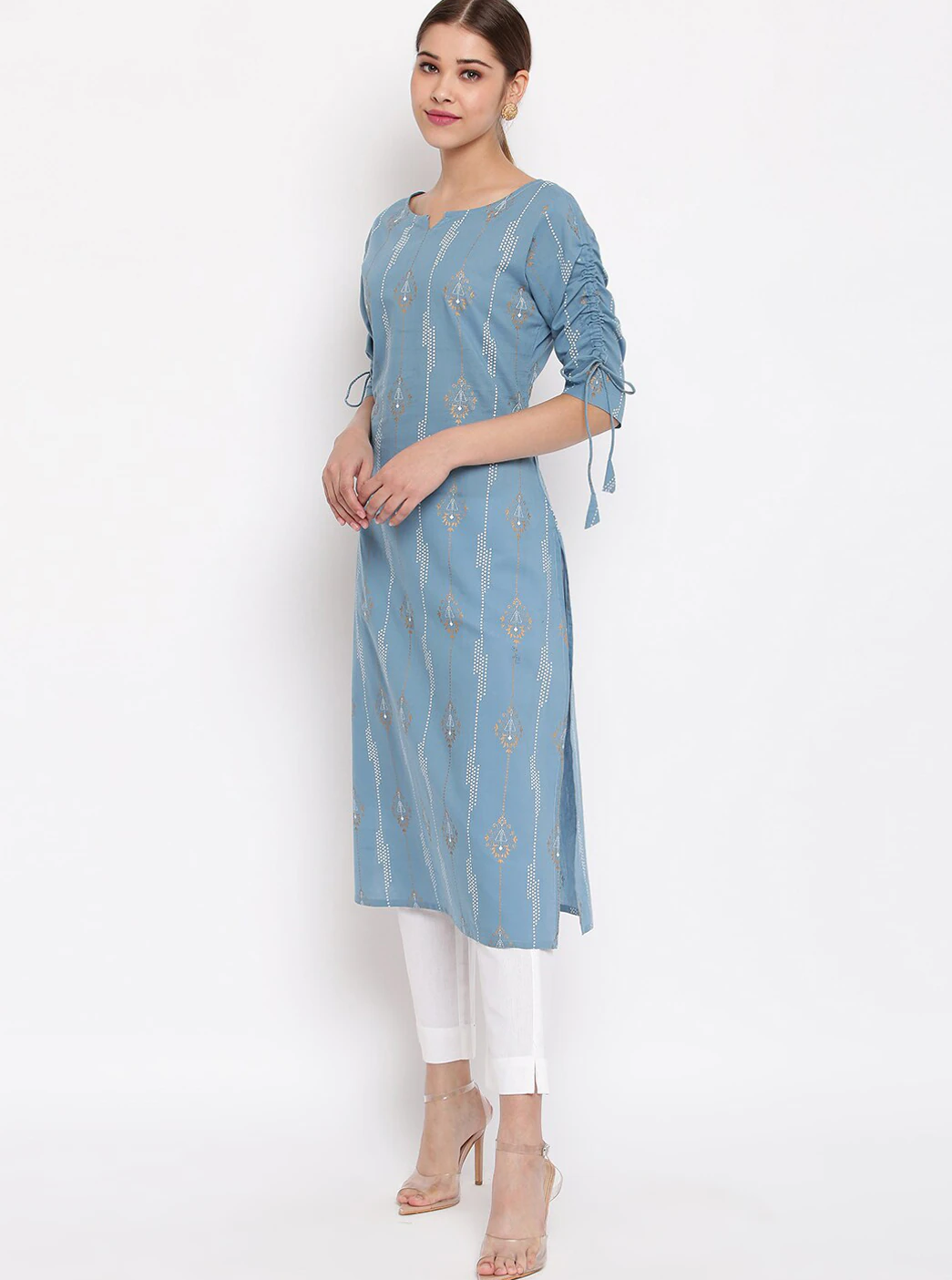 Blue Printed Straight Kurta