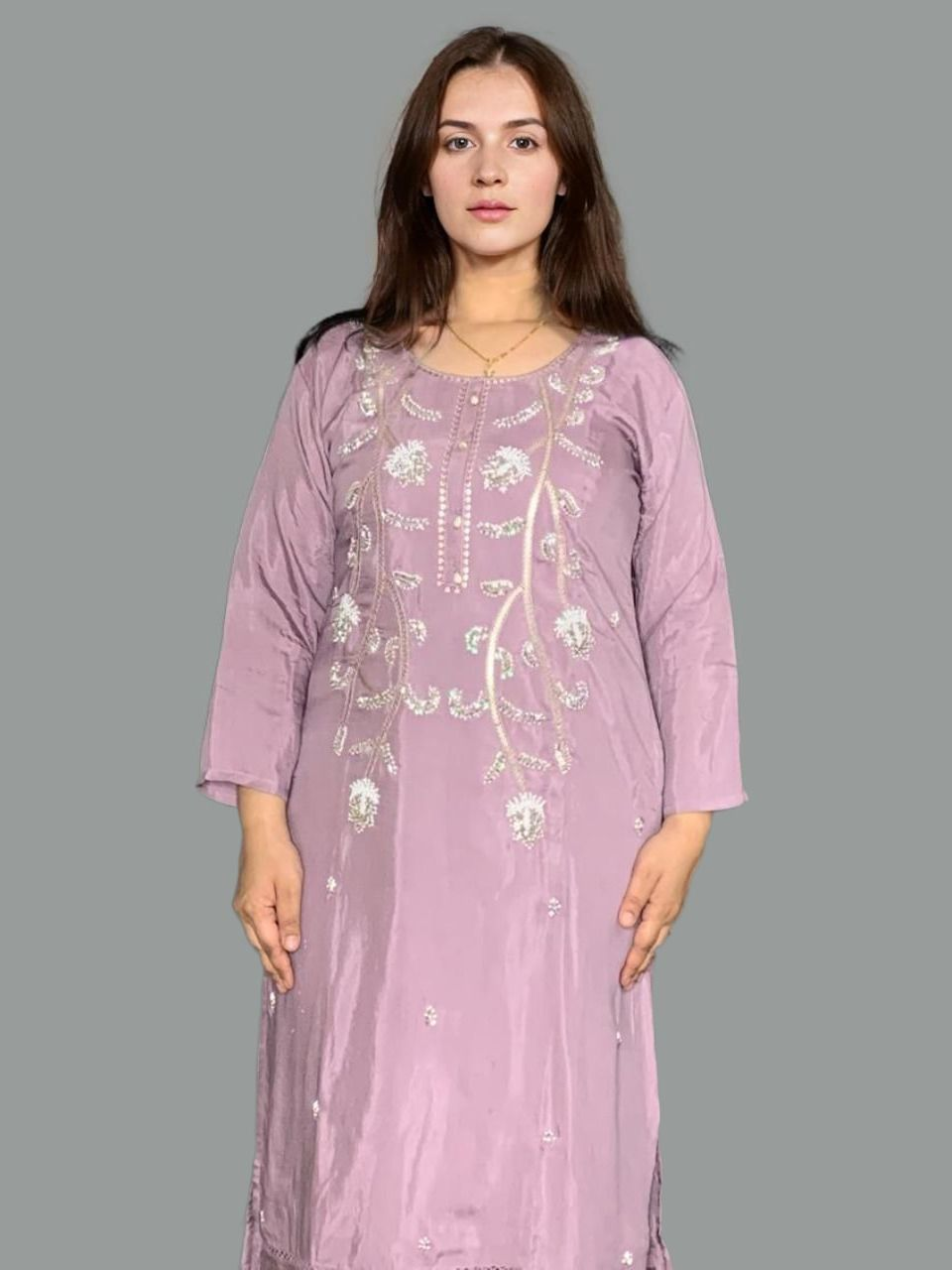 Heavy Embroidered Purple Stitched Suit