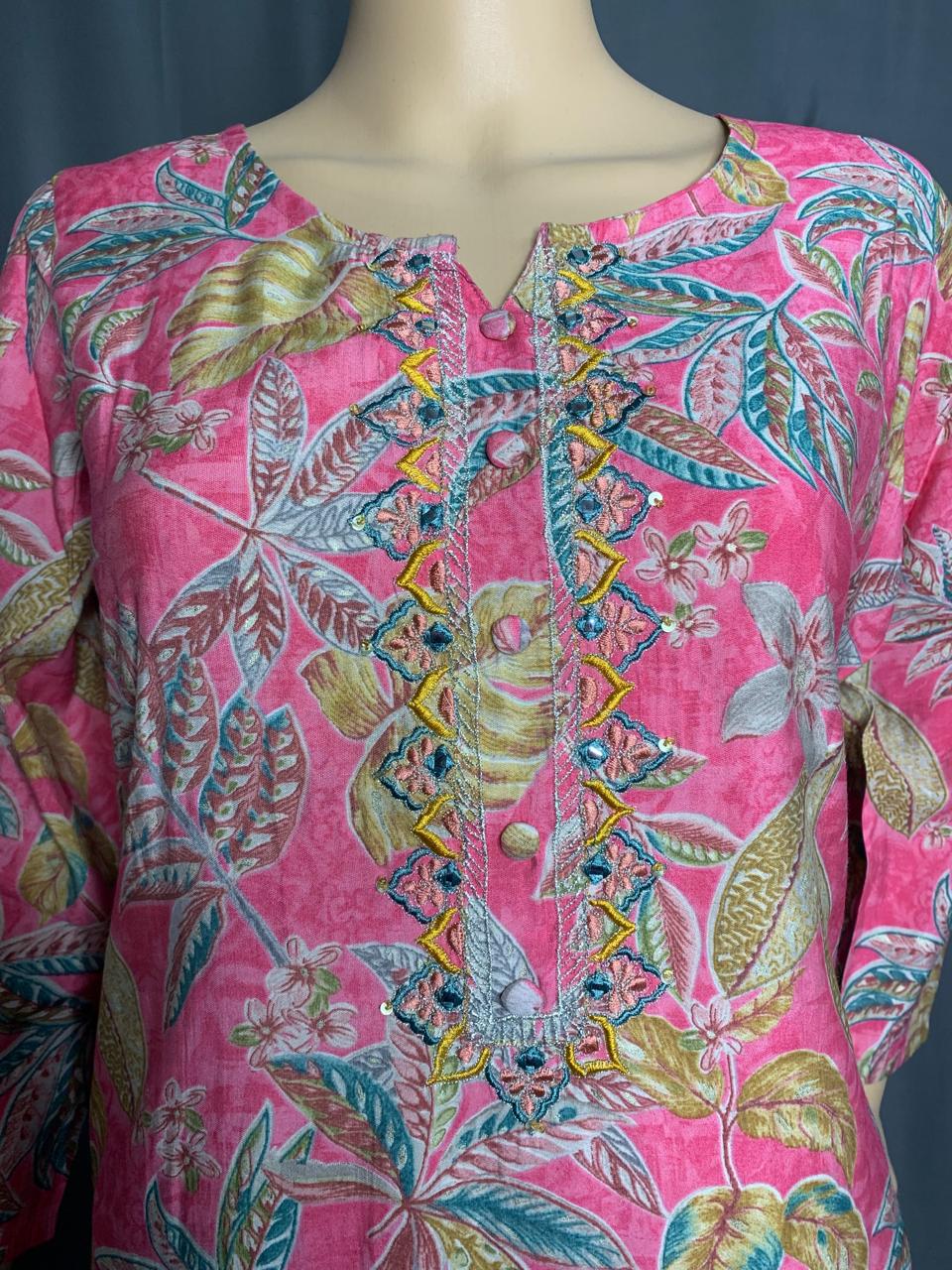 Muslin Silk Kurti with Elegant Embroidery