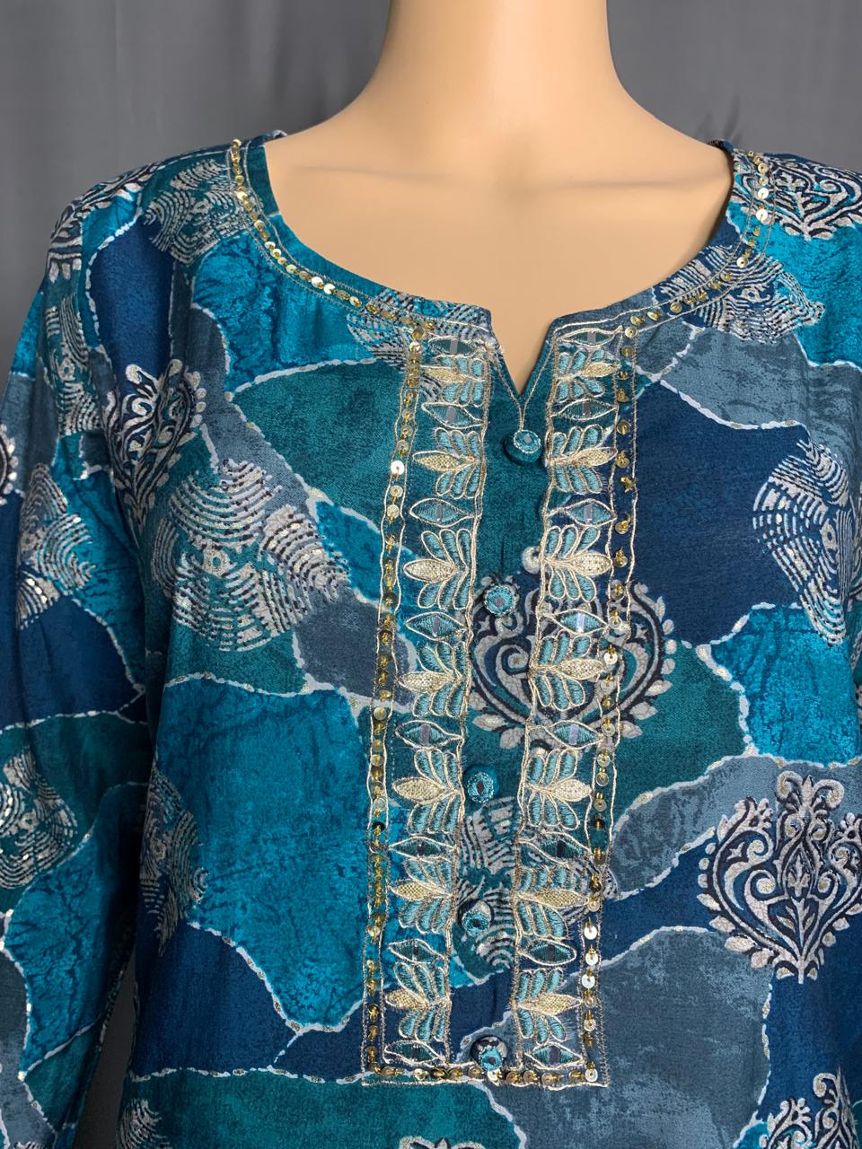 Muslin Silk Kurti with Elegant Embroidery