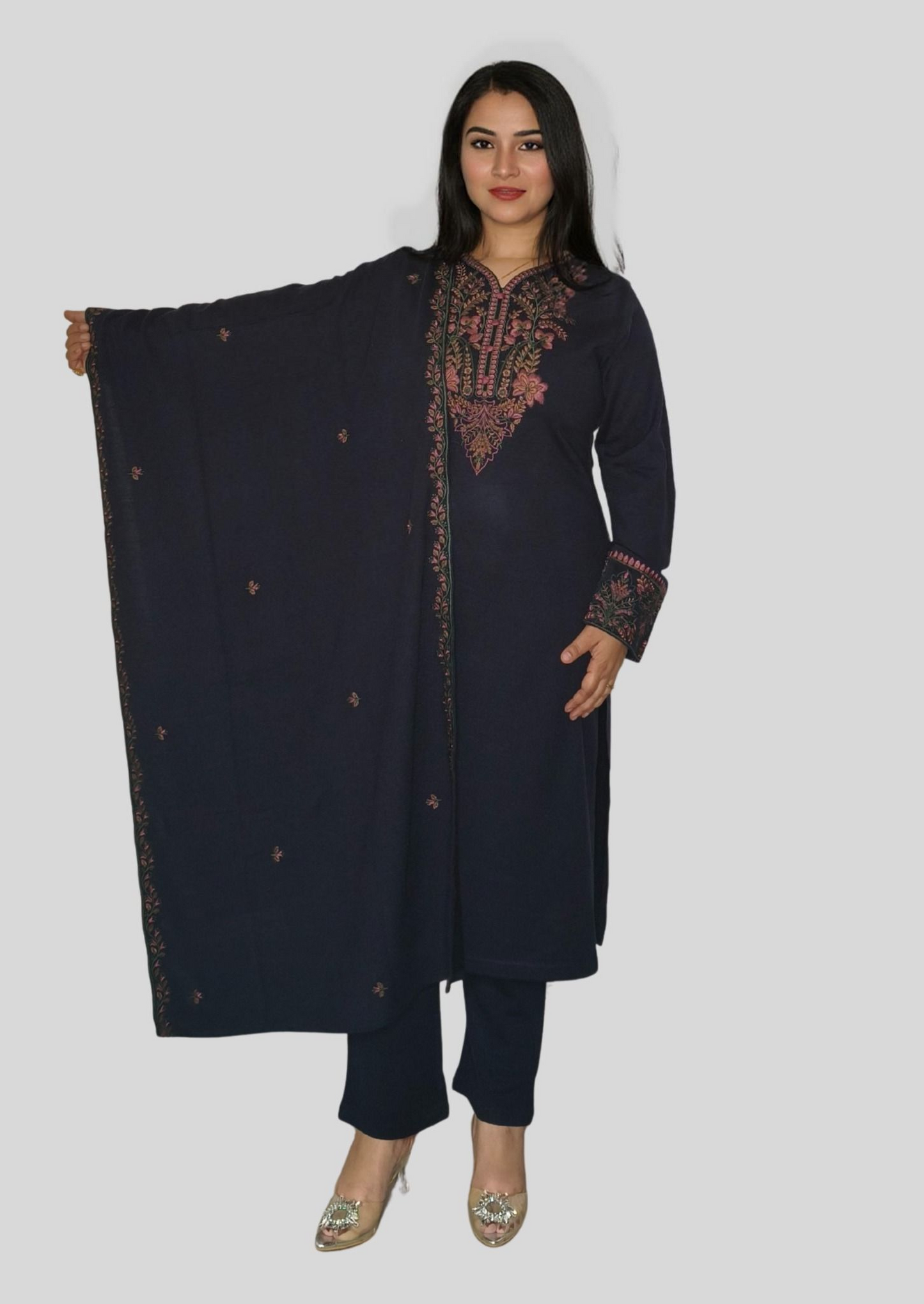 Sophisticated Daffodil Wool Ensemble with Subtle Embroidery