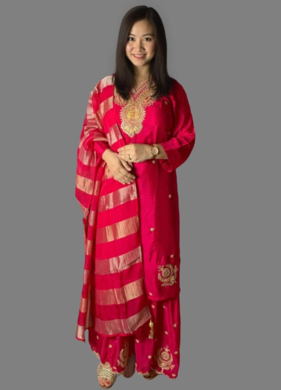 Elegant Silk Ready-to-Wear Plazzo Suit