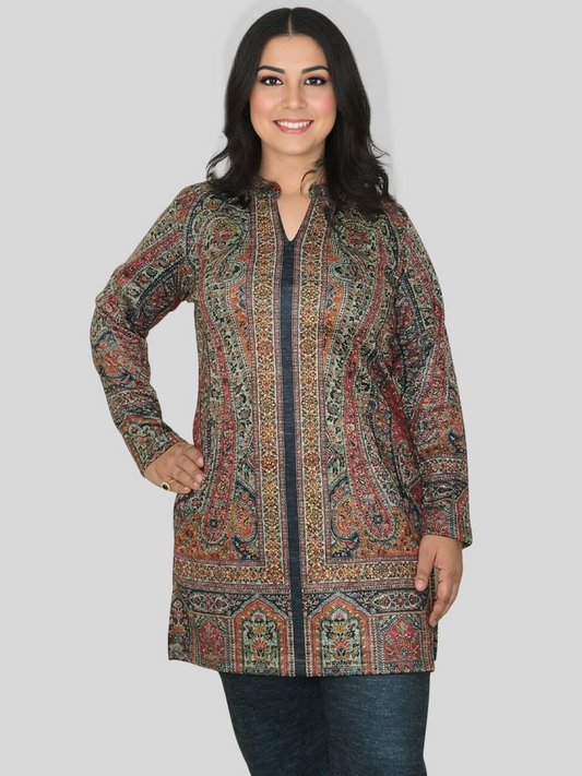 Printed Karachi Wool Co-ord Set with Subtle Detailing