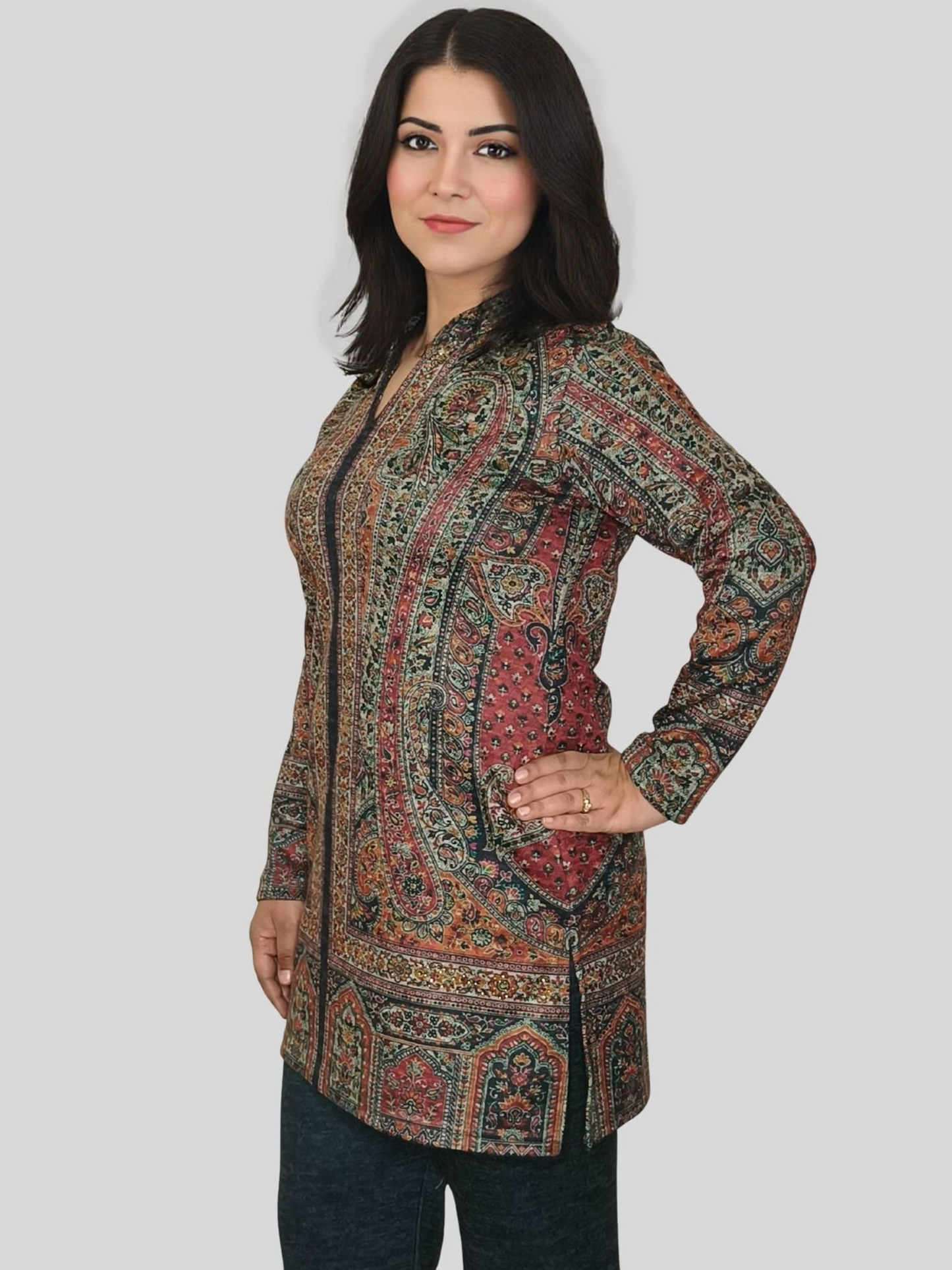 Printed Karachi Wool Co-ord Set with Subtle Detailing