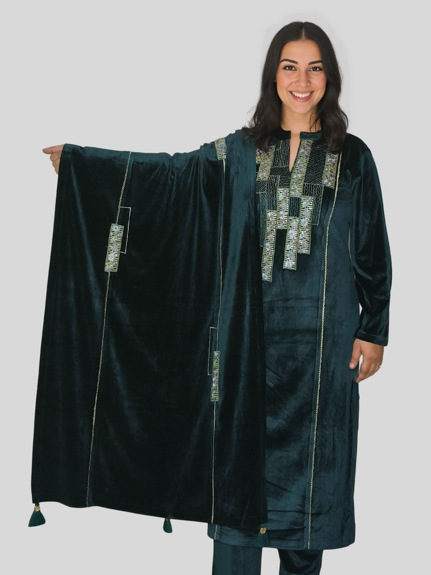 Designer Embroidered Premium Velvet Suit with Stole