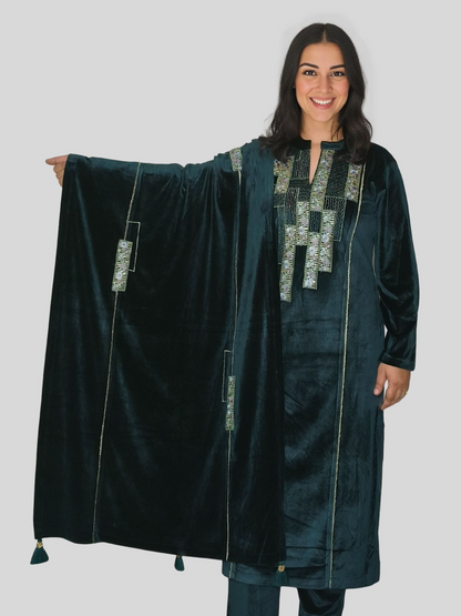 Designer Embroidered Premium Velvet Suit with Stole