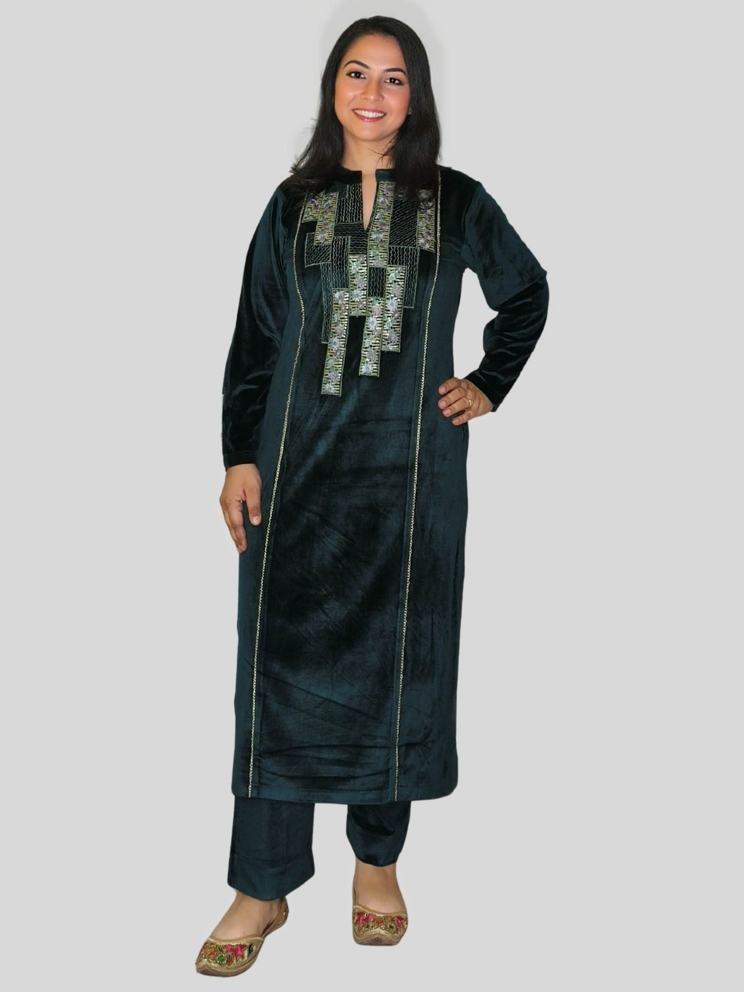 Designer Embroidered Premium Velvet Suit with Stole