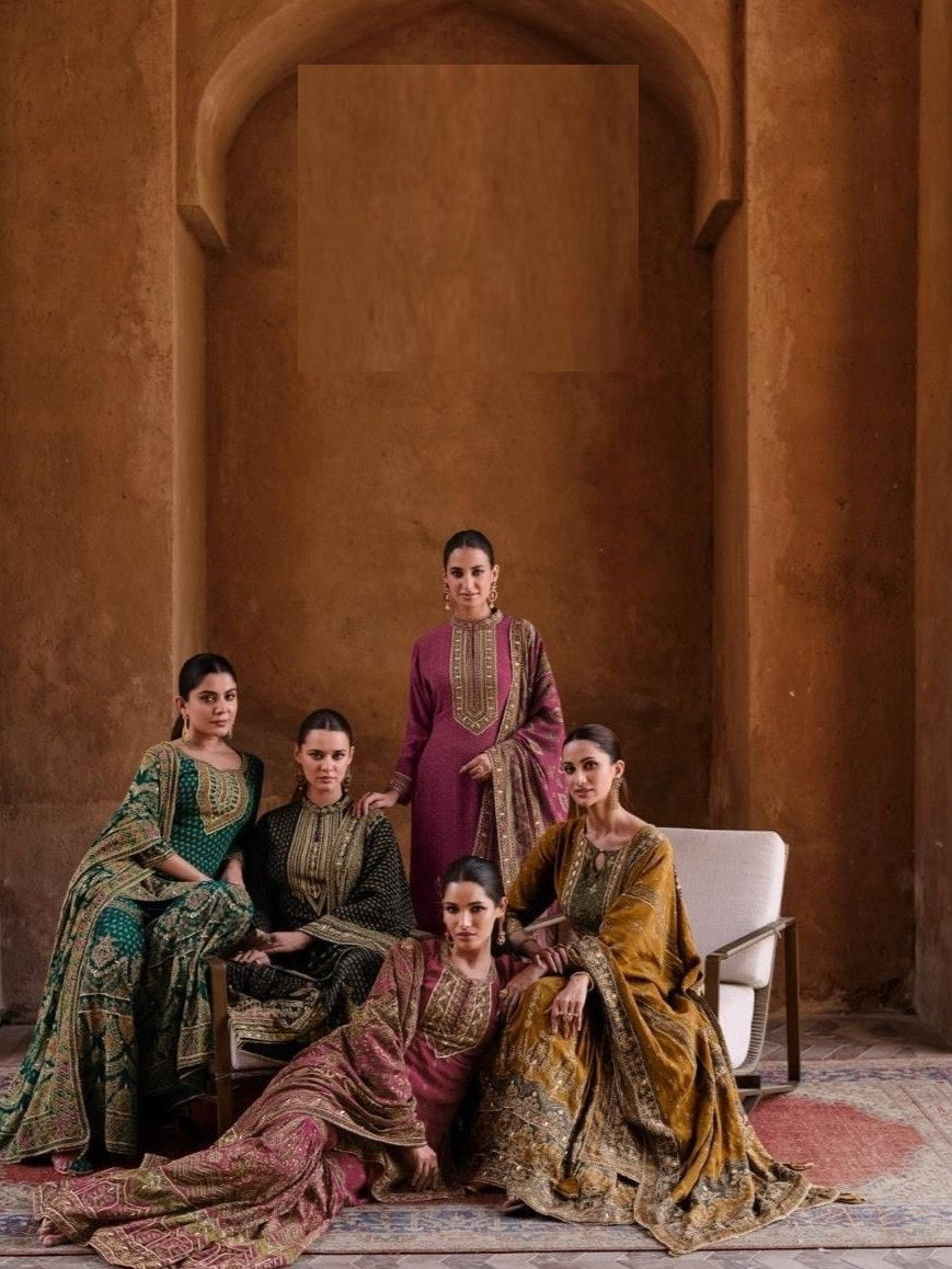 Designer Semi-Stitched Crepe Sharara Suit