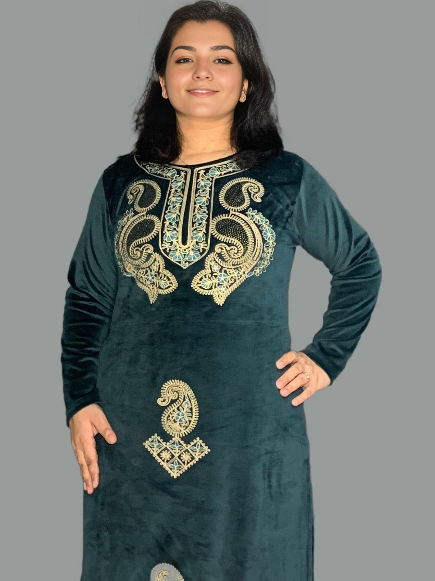 Elegant Velvet Suit with Subtle Embroidery