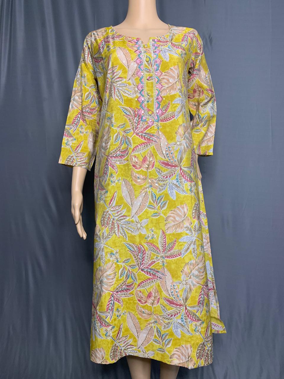 Muslin Silk Kurti with Elegant Embroidery