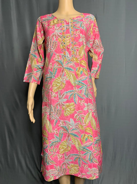 Muslin Silk Kurti with Elegant Embroidery