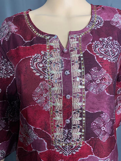 Muslin Silk Kurti with Elegant Embroidery