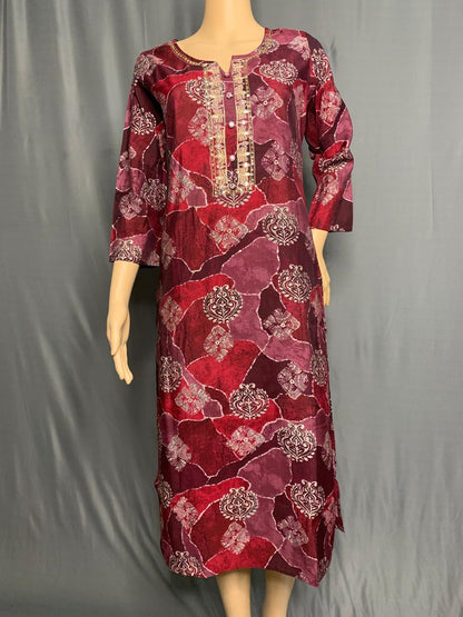 Muslin Silk Kurti with Elegant Embroidery