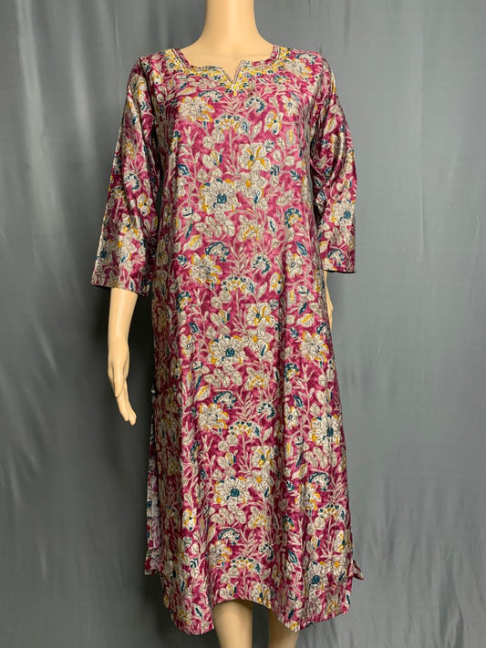 Muslin Silk Kurti with Elegant Embroidery