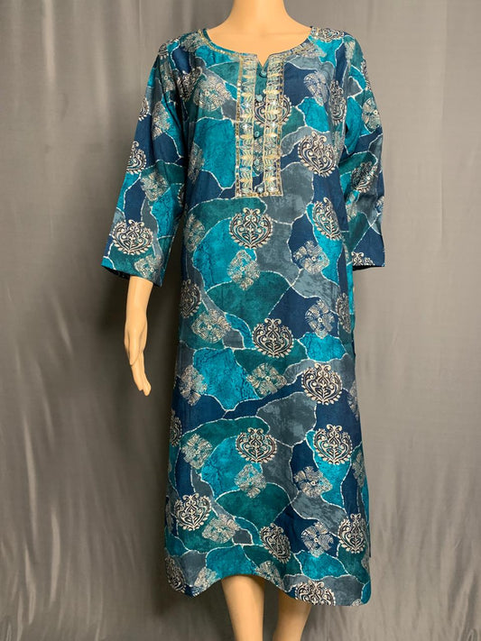 Muslin Silk Kurti with Elegant Embroidery