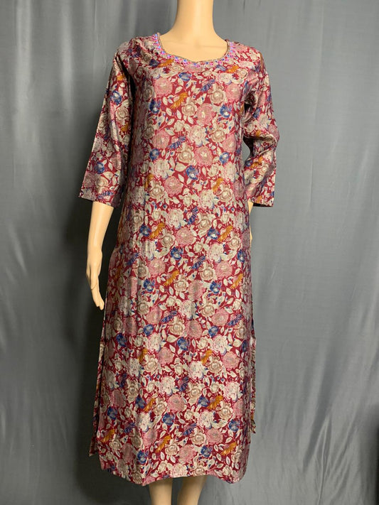 Muslin Silk Kurti with Elegant Embroidery