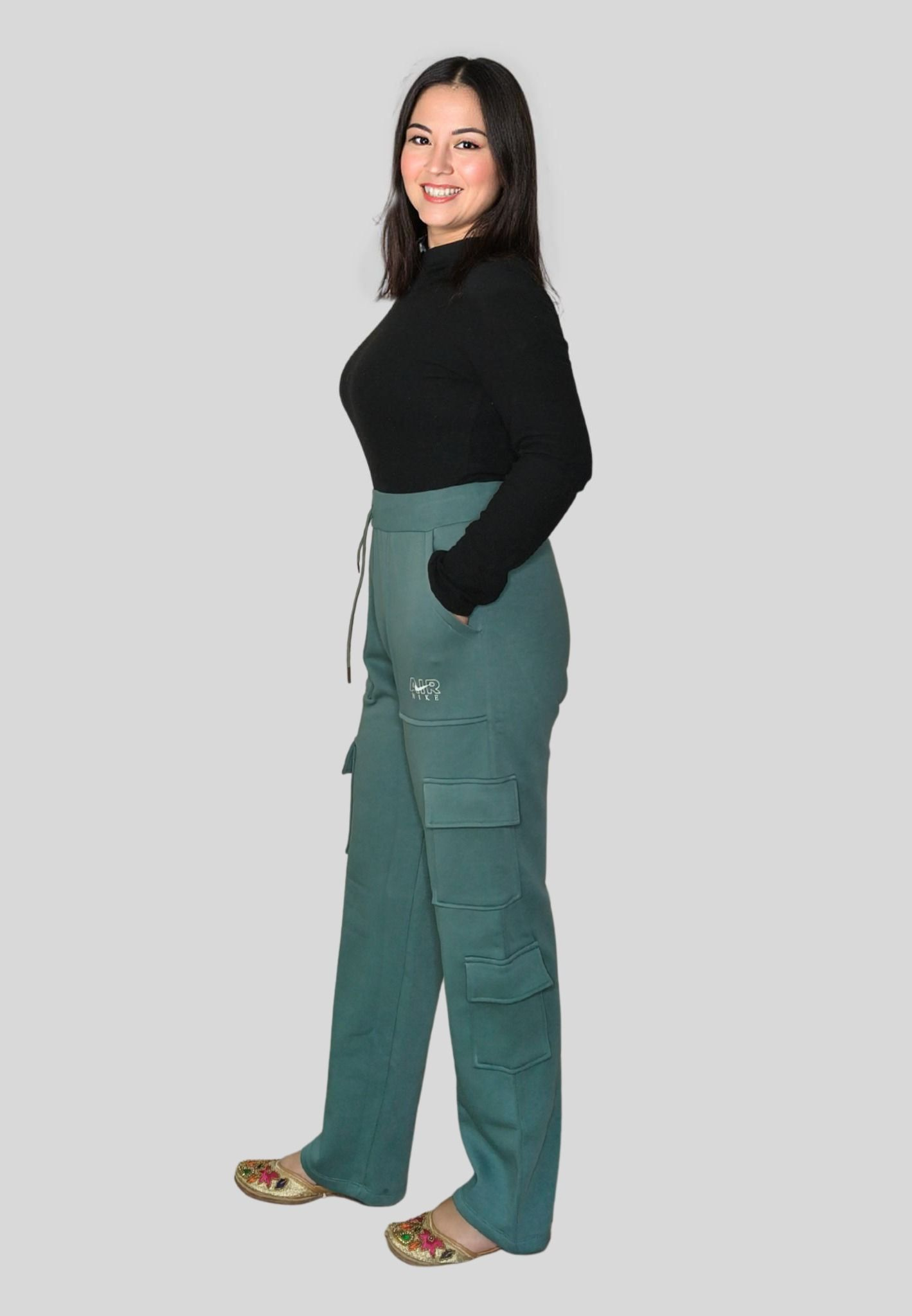 High-Waist Fleece-Lined Loose Fit Lower (Size XL)