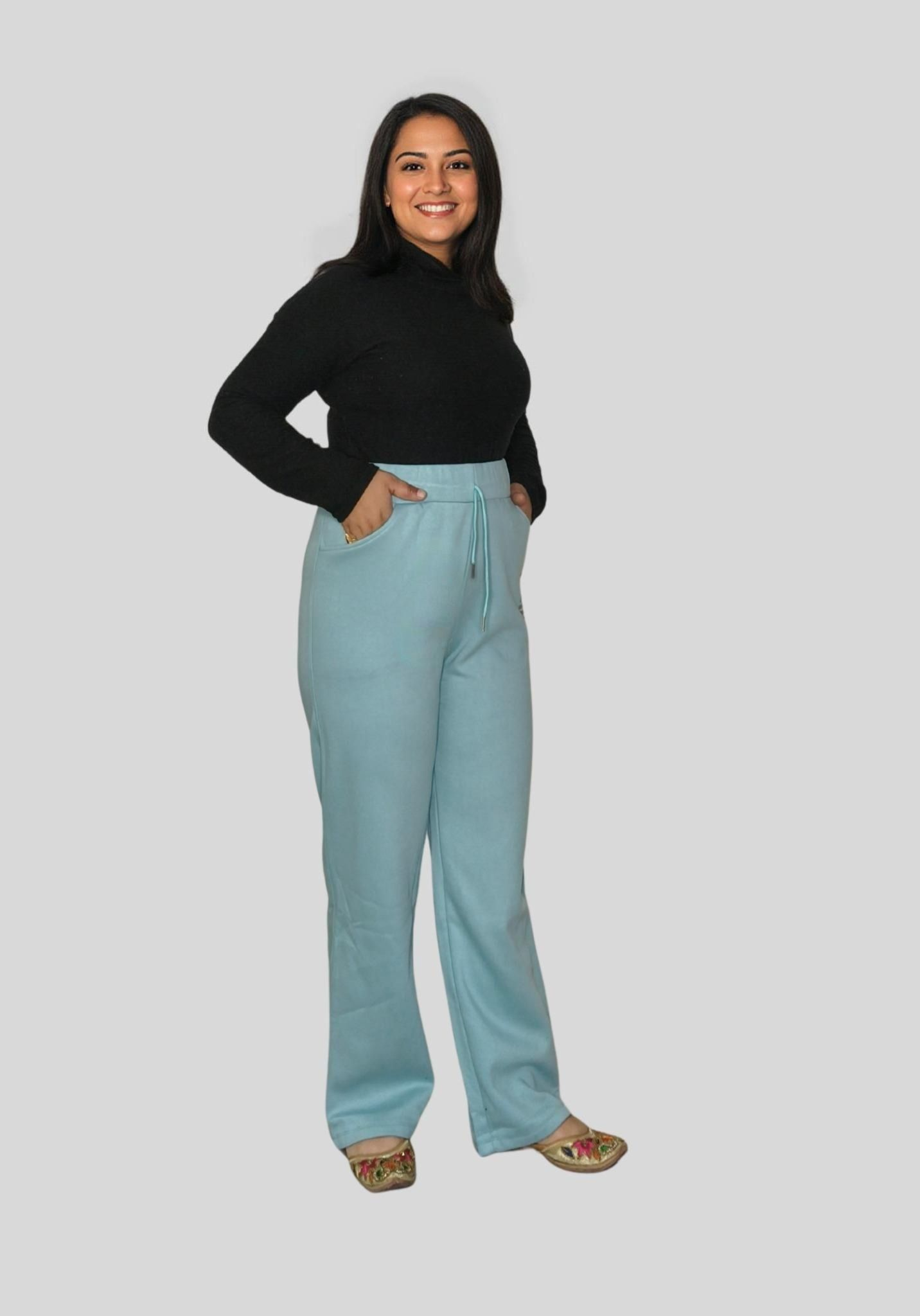 High-Waist Fleece-Lined Loose Fit Lower (Size XL)