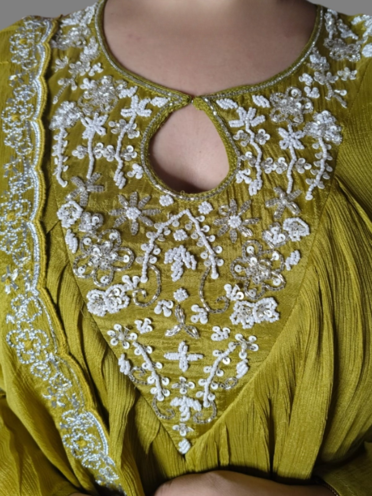 Designer Green Muslin Suit