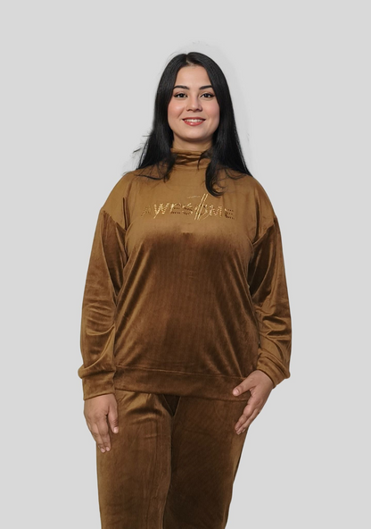 Premium Velvet T-Neck Nightwear Set