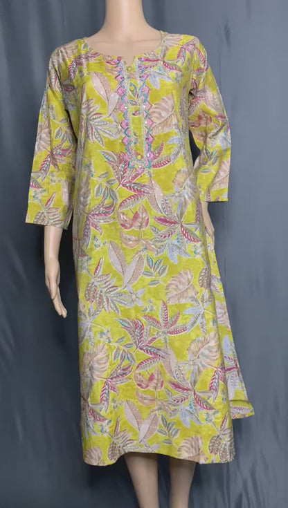 Muslin Silk Kurti with Elegant Embroidery