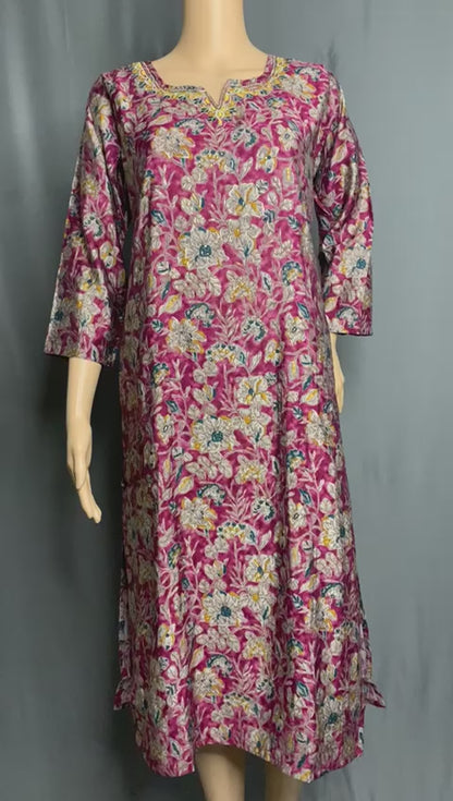 Muslin Silk Kurti with Elegant Embroidery