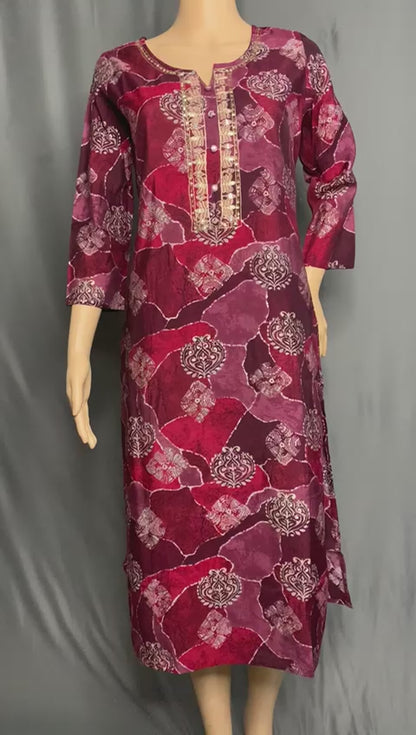 Muslin Silk Kurti with Elegant Embroidery