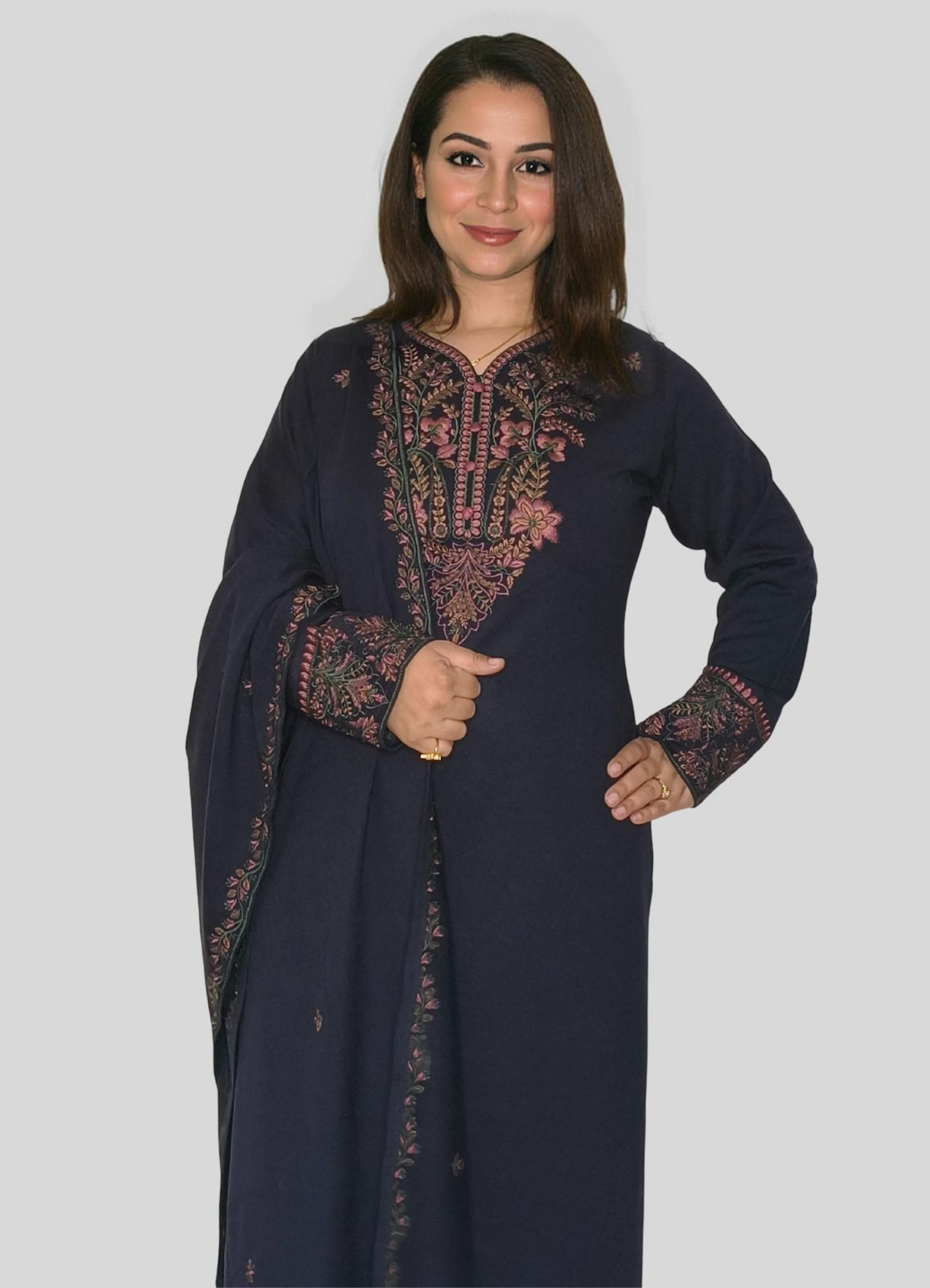 Sophisticated Daffodil Wool Ensemble with Subtle Embroidery