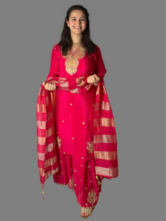 Elegant Silk Ready-to-Wear Plazzo Suit