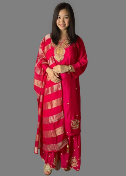 Elegant Silk Ready-to-Wear Plazzo Suit